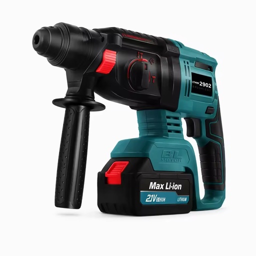 Industrial Heavy Duty 21V Brushless Rotary Hammer 3J Impact Force Stepless Variable Speed Nylon Body Demolition Felling Gear