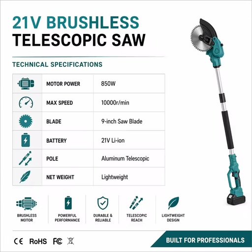 Professional 20V Brushless Brush Cutter Rechargeable Battery Powered Lawn Trimmer Edger Adjustable Handle Garden Tool Set