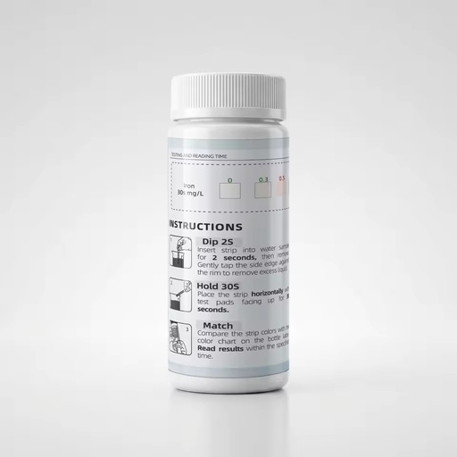 Heavy Metal Testing Water Quality 0-5 Iron for Strips 99.5% Accuracy 100 Strips Per Bottle 4-Year Shelf Life for