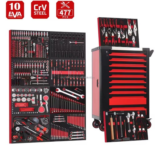 Mechanic Tool Cart Cabinet With 477pcs Tool Set Rolling Tool Storage Cabinet