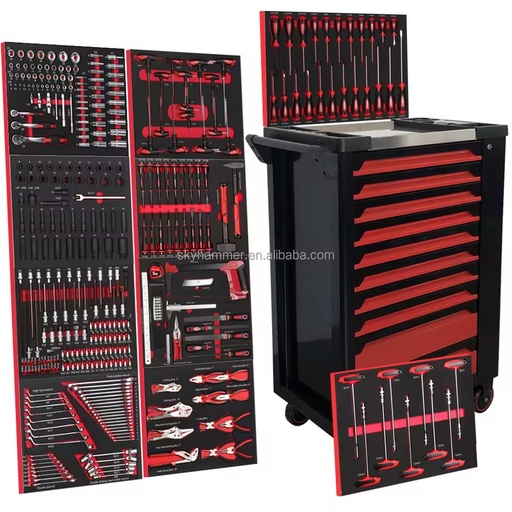 10-Drawer Roller Cabinet Tool Trolley Heavy Duty Industrial Steel Storage with 359PCS Top-Quality Tools for Garage Workshop
