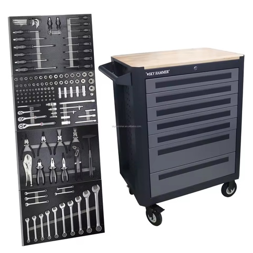 Heavy Duty High Quality 7 Drawers Grey Cold Rolled Steel Tool Cabinet Trolley OEM 150kg Load Capacity 3-Year Warranty for Garage