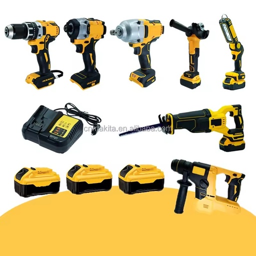Cordless Power Tool Kit 7 Piece Brushless Power Tools Combo Set Perfect for Home Renovation & Mechanic Maintenance