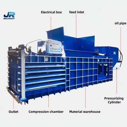 Horizontal Waste Plastic Baler Hydraulic PET Bottles Plastic Drum Scrap Compacting Machine