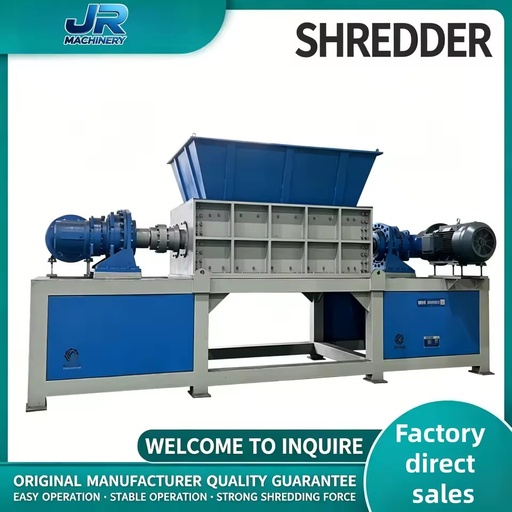Heavy Duty Dual Shaft Shredder Process Wood Metal Glass Waste Aluminium Tin Cans Copper Wire Recycling Device