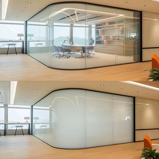 Custom Design Frameless Smart Glass Partition Wall with LED Lighting Options, Creates Modern and Innovative Interior Spaces