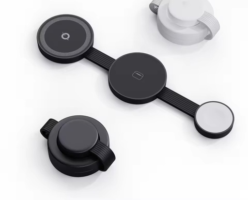Durable 15W PD Mini Magnetic Wireless Charger with Type-C Port Foldable 3 1 Wireless Charging Station Multi-Devices for 12-17