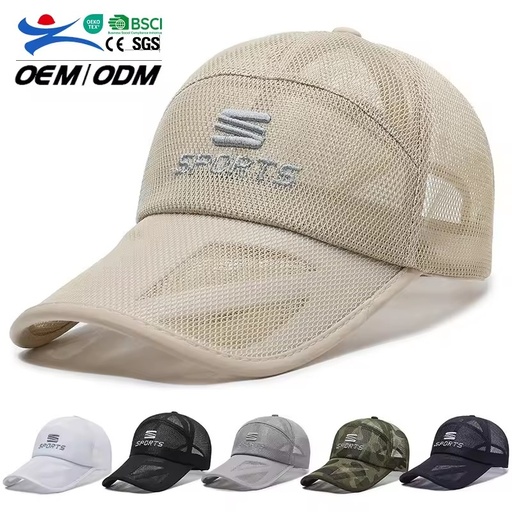 Wholesale Summer Sun Protection Breathable Mesh 6 Panel Unisex Baseball Cap Sports Caps Sun Hat for Women Men