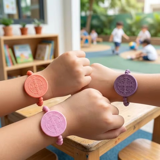 BPA-free Non-toxic Silicone Religious Catholic Baby Gifts for Men Kids Women Catholic Pray Mass St. Benedict Medal Bracelets