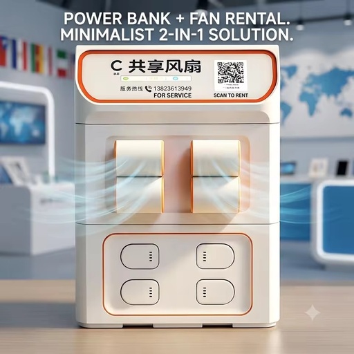 Innovative 2-in-1 Shared Fan Power Bank Station Commercial Portable Handheld Cooling Fan Rental Station for Outdoor & Events