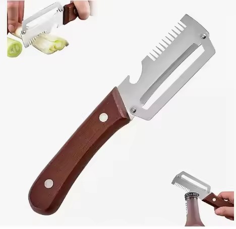 Stainless Steel 3 in 1 Carrot Potato Peeler Shredder Julienne Cutter Multi-functional Fruit Peeler Tool with Beer Bottle Opener