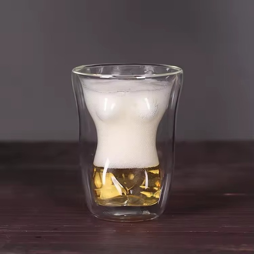 Fancy Gift Body Shape Innovation Double Wall Glass Cup for Sweetheart Gifts