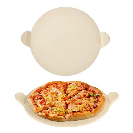 13 Inch Pizza Stone with Easy-Grip Handles Durable Ceramic Pizza Stone with Handles Heat Resistant for Oven, Grill & Outdoor BBQ
