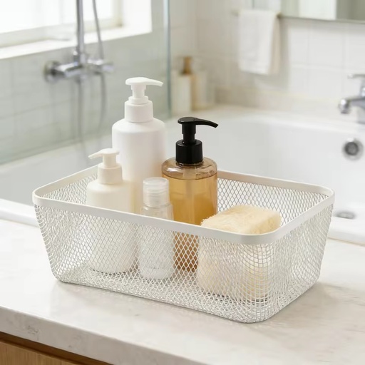 Bathroom Accessories Factory Price Desktop IRON Bathroom Storage Basket Kitchen Fruit and Vegetable Snack Organizer storage rack