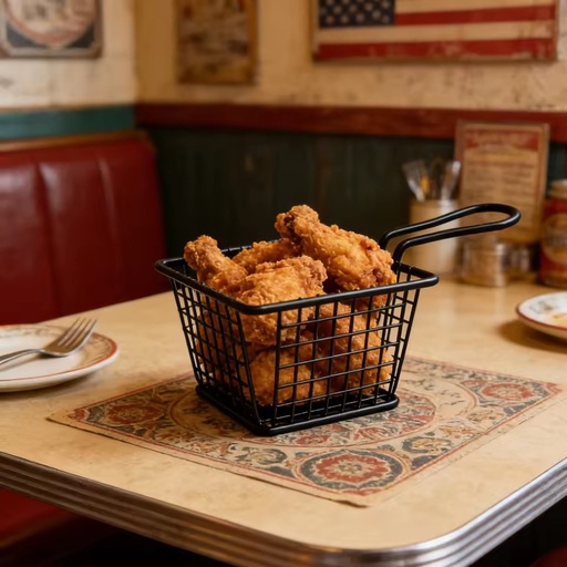 Metal Square Fryer Basket with Handle for French Fries Fried Chicken and Chicken Nuggets Household Commercial Use