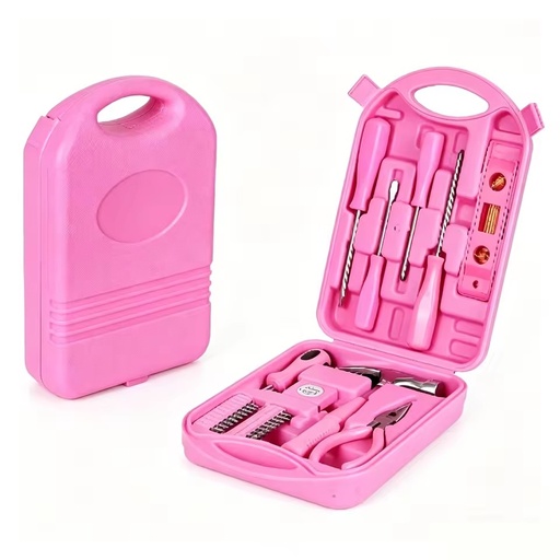 Wholesale Customized Pink Hand Tool Set, Multi-functional Repair Kit for Home Office Includes Hammer Pliers Screwdrivers