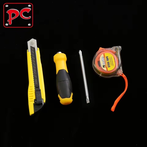 Household Multi-Specification Hardware Tool Set Double-Head Screwdriver Utility Knife Tape Measure; Three-Piece Repair Combo