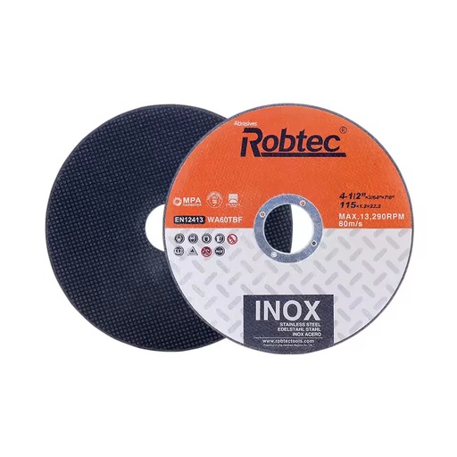 4 1/2" * 3/64" * 7/8" (115*1.2*22.2 mm) cutting INOX/STAINLESS STEEL Fiber reinforced bonded abrasives Extra-thin cutting disc