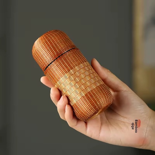 Pure Titanium Insulated Bottle, Medical Grade Bamboo Wrapped Cup, Ultra Light Wide Mouth Outdoor Travel Tumbler, Gift