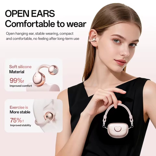 Best Seller Mini Short Handle Women's Ear-clip Wireless Touch Control Sports Earbuds LED 20+ Hours for V6.0 IPX-7