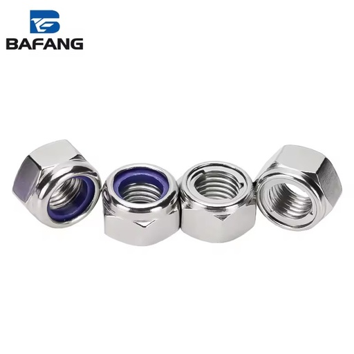 Precision Fasteners Hex Flange Nuts Stainless Steel Nylon Lock Nuts M3-M6 M8 M10 M12 M14 M16 Locking Anti-Slip Nut