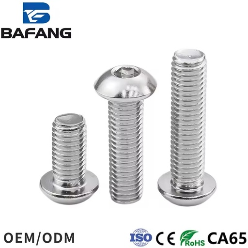 M6 M8 304 Stainless Steel Pan Head Hex Socket Screws Metric System ISO7380 Bolts Grade A2-70 Plain Finish BF Brand