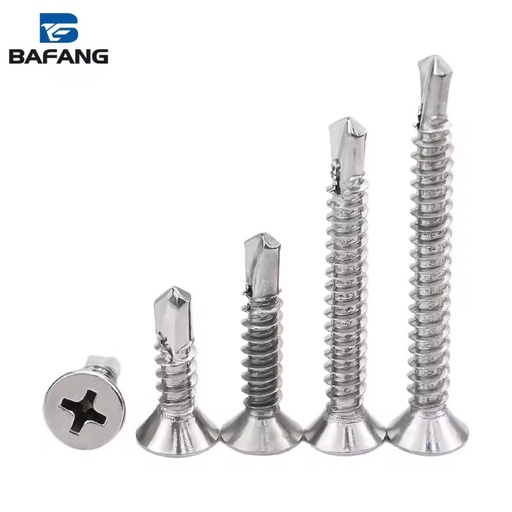 410 Stainless Steel Zinc Plated Metric Countersunk Head Drill Tail Cross Flat Head Self Drilling Screw Dovetail Wire All Sizes