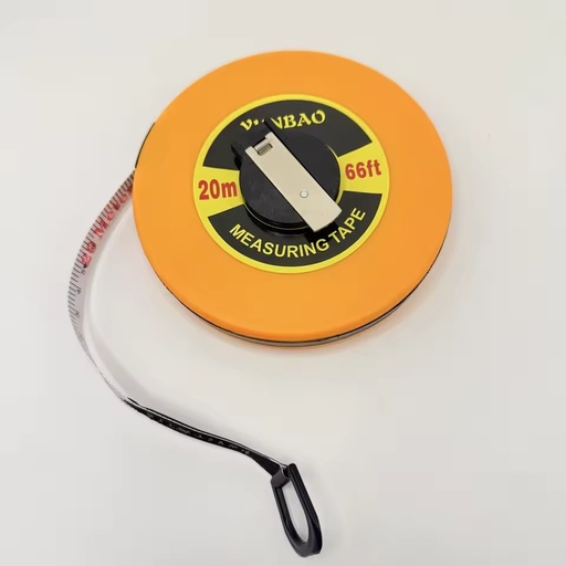 Yellow hand cranked fiberglass tape measure, expandable double-sided metric and imperial measuring tools, durable round ruler