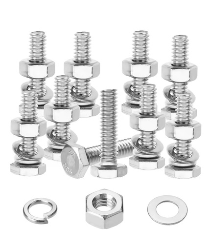 Stainless Steel Hex Head Lock Washers Nuts Bolts Set DIN Standard Grade 10.9 Plain Finish RoHS Certified GLK Brand Building