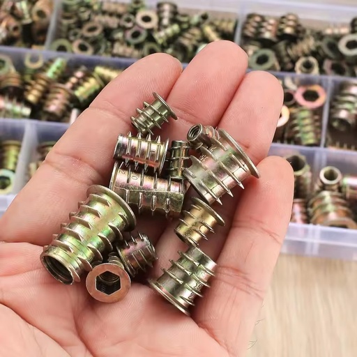 Zinc Plated Right Hand Threaded Inserts Nuts Assortment Tool Kit 11 Sizes Metric M4/M5/M6/M8/M10 Wood Inserts Class 4.8/6.8