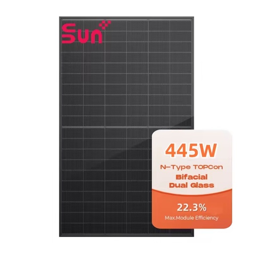 Stock 445W Monocrystalline Silicon N-type for Full Black Bifacial Half