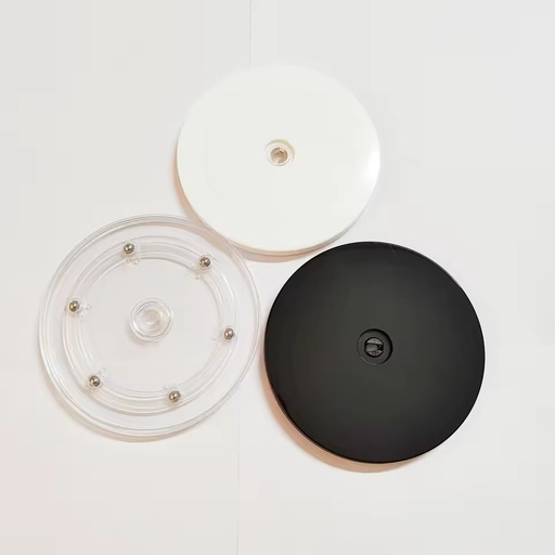 Clear Acrylic Rotating Display Turntable Ball Bearing 360 Swivel Platform Black White Top Plates Multi-Size Retail Showcase