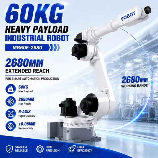 60kg Payload 6 Axis Industrial Robot Mr60e-2680 Spraying Cutting and Polishing Robotic Arm for Automation Integrators