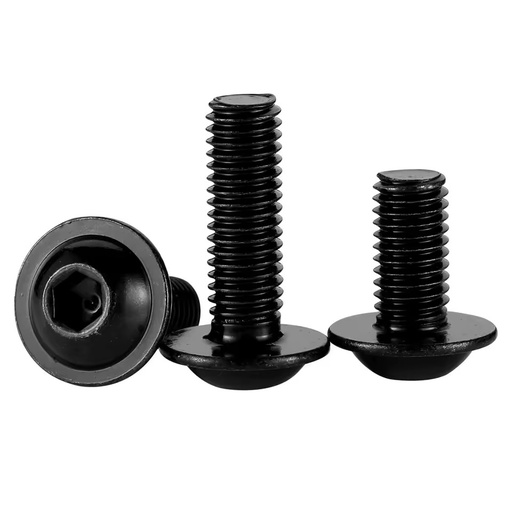 Black Finish Stainless Steel 304 Flanged Button Head Socket Cap Machine Screw Bolts for Tight Spaces Metric Measurement System