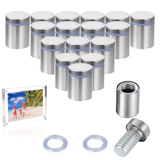 Stainless Steel Glass Mirror Acrylic Frame Black Gold Silver Advertising Sign Mounting Holder Standoff Screw Nail Hanging GLK