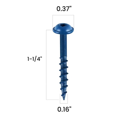 Blue Coated Weather Resistant Carbon Steel Pan Head Pocket Hole Self Tapping Screws Coarse/Fine Thread Inch/Metric Measurement