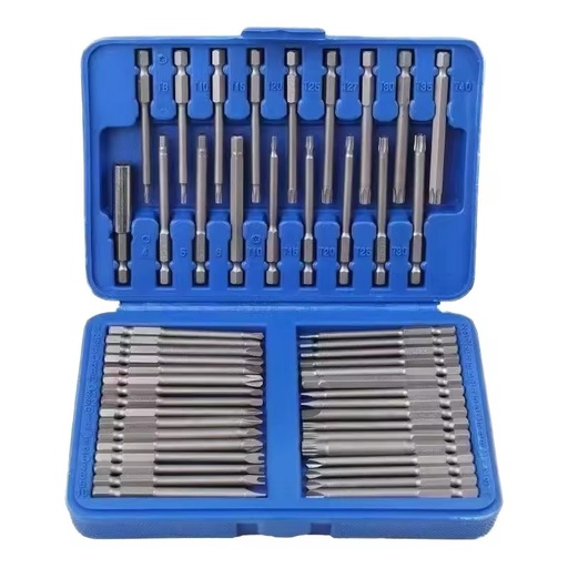 50PC Screwdriver Extension Rod Assembly Head Set Square Socket Extended Assembly Bit Set Tool Hard Case OEM Blackwhiteins Chrome