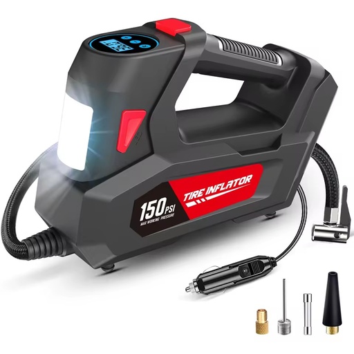2025 Portable Car Air Pump High Power DC 12V Auto Tire Inflator with Digital Pressure Gauge ABS Material