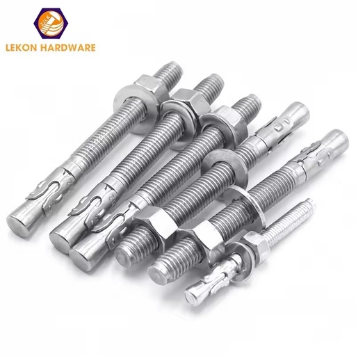 Stainless Steel Wedge Expansion Anchor Bolts for Concrete Foundation M12 M16 M20 M24 Heavy Duty Anchor Bolts with High Tensile