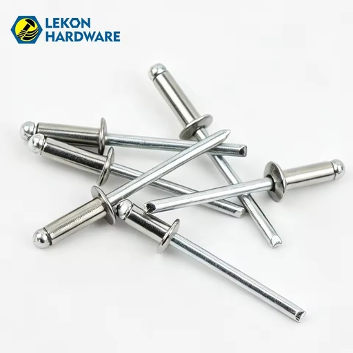 Lekon Blind Rivet Manufacturer Supply Colored and Sliver DIN7337 Open Type Domed Head Aluminium Blind Pop Rivets