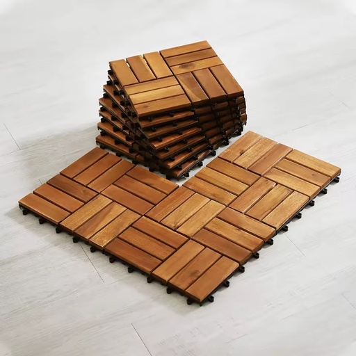 Free Shipping 3-5 Days Delivery Waterproof Acacia Interlocking Dual Lock Smooth Square Wooden Decking Tiles 300x300mm