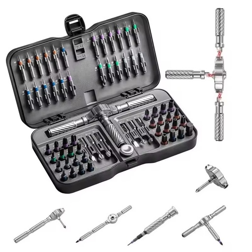 Cross-border Nickel Plated Magnetic Ratchet Screwdriver Set S2 Steel Batch 66-Piece Multifunctional