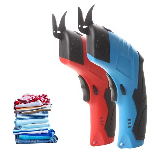 Electric Cordless Tungsten Steel Power Shears Scissors Brushless Motor 3.6V Blue+Red 28mm Cutting Capacity Cloth Leather