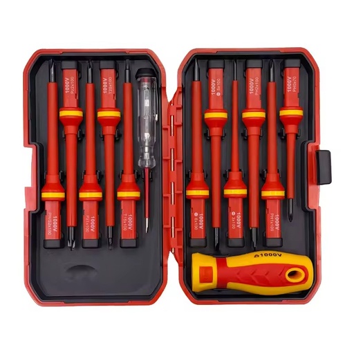 High Quality 13 in 1 Insulated Electrician Screwdriver Set 1000 V Chrome Finish with Industrial Grade Plastic Handle for DIY
