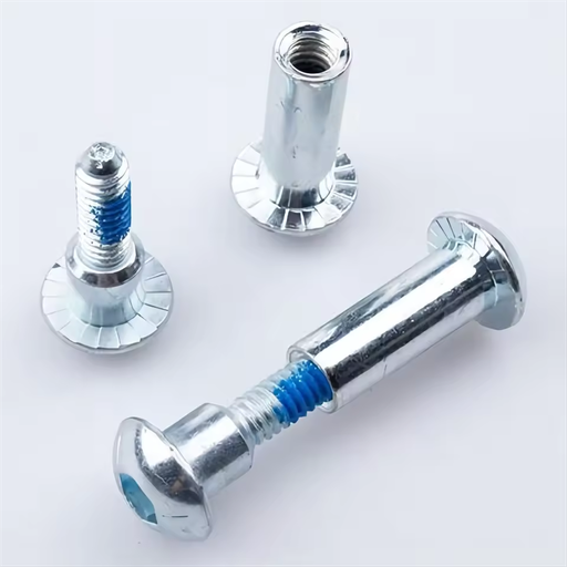 1/4 Inch Threaded Zinc Plated Steel Truss Head Male Female Nylon Patched Screw Post Binding Furniture Connectors ISO Standard