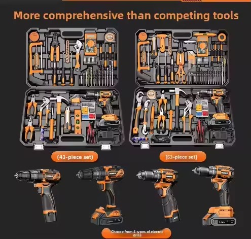 Tool Set Household Electric Toolbox Electrician Full Set Combination Vehicle Electric Drill Multifunctional Hardware Maintenance