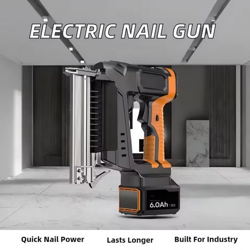 Stainless Steel Brad Nailer, Nail Shooting Tool for Woodworking Household Rechargeable Electric Nail Gun 6.0Ah with 2 Batteries