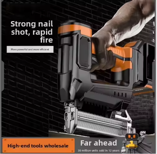 Electric Nail Gun Household Rechargeable Stainless Steel Brad Nail Gun Nailing Nail Shooter for Woodworking 2.0Ah, Two Batteries