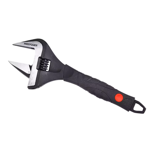 Black Extra Wide Opening Tapered Jaws Adjustable Wrench with Shorter Handle for Maximum Access Monkey Wrench