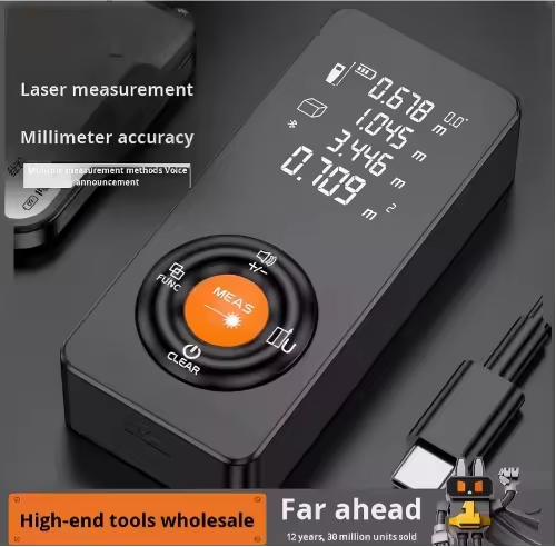 Handheld Laser Distance Meter, High Precision Infrared RangefinderIndustrial Grade Digital Measuring Tool, Rechargeable Li-ion